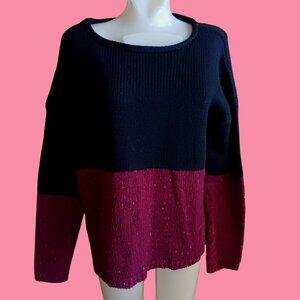 Medium Sweater Vintage America Nine West Colorblock Red & Black Speckled Knit